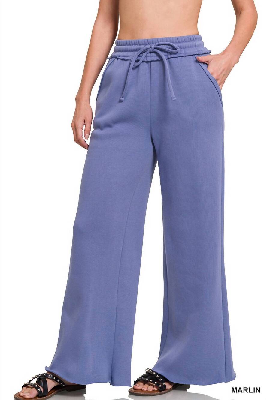 NEW ZENANA women's fleece exposed sweatpants in marlin